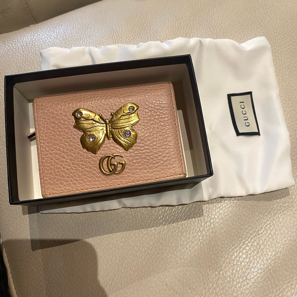 Pink gucci butterfly wallet